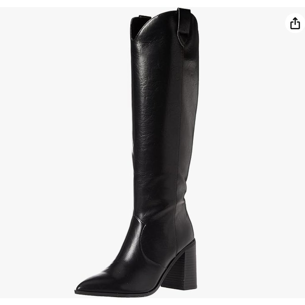 The Drop Women's Cassandra Knee-High Western Boot Size 11 Black
